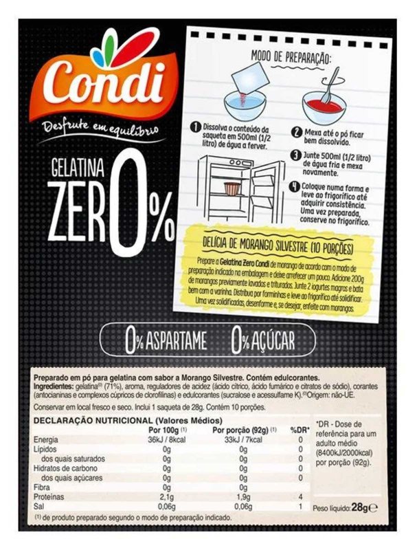 Gelatina Zero de Morango